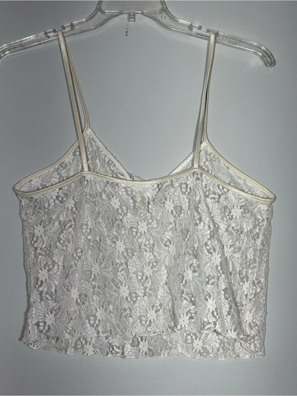 Vintage Fredericks Cami Tank Womens 2X White Lace Coquette Crop Elastic Straps